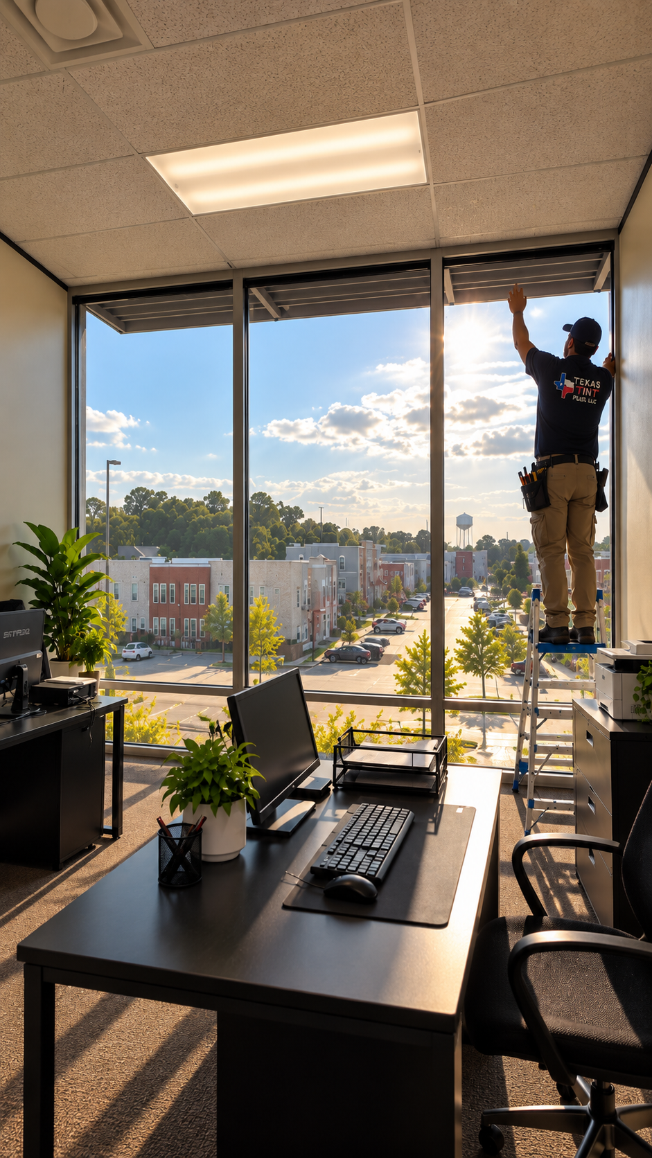 Decorative window film for offices